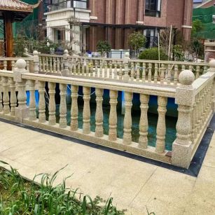 新疆黄金麻花岗岩石材栏杆，扶手，将军柱，花瓶柱