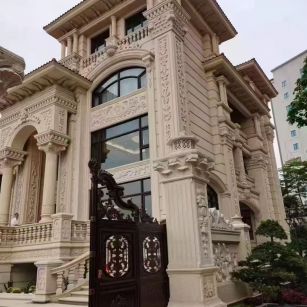 新疆 黄金麻花岗岩别墅外墙干挂效果展示