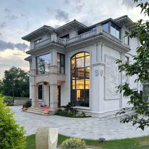 新疆 白麻花岗岩私人别墅干挂石材豪华定制