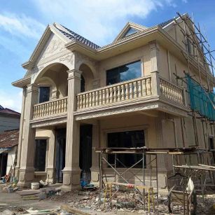 新疆 黄金麻花岗岩石材私人别墅雕花门楼柱阳台栏杆