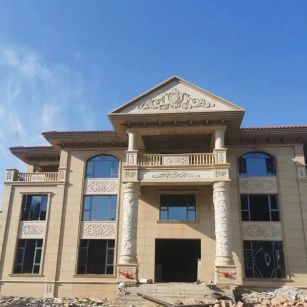 新疆 黄金麻花岗岩别墅外墙干挂