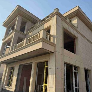 新疆 黄金麻花岗岩石材荔枝面外墙干挂效果展示