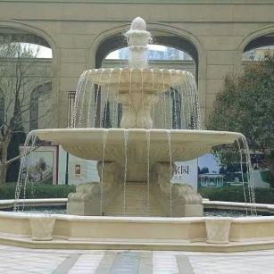 新疆 黄金麻花岗岩异型加工——户外庭院石雕流水喷泉