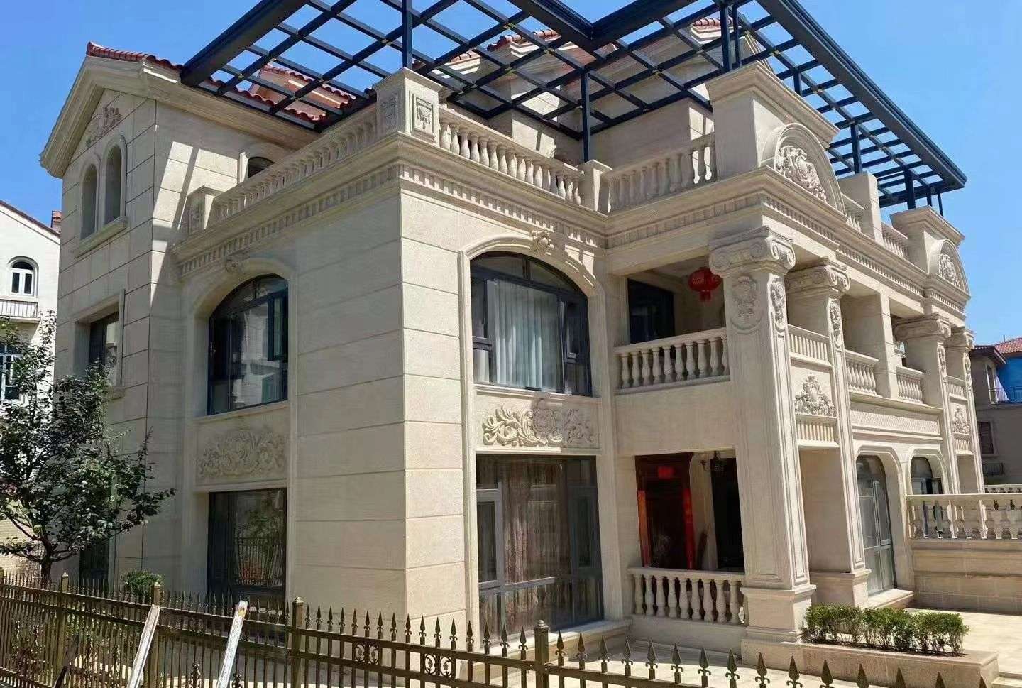 新疆 黄金麻花岗岩荔枝面别墅外墙干挂